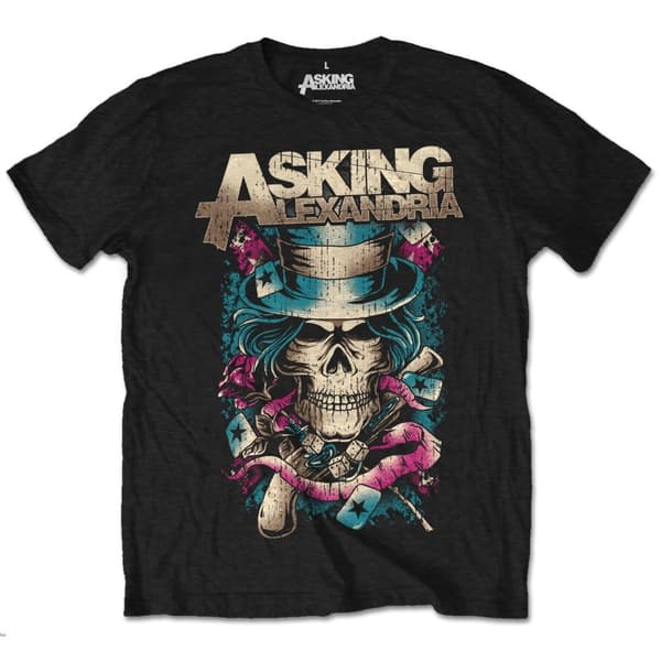 Asking Alexandria Unisex T-Shirt: Hat Skull (Retail Pack) (Small)