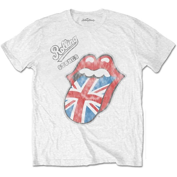 The Rolling Stones Unisex T-Shirt: Vintage British Tongue (Soft Hand Inks) (Medium)