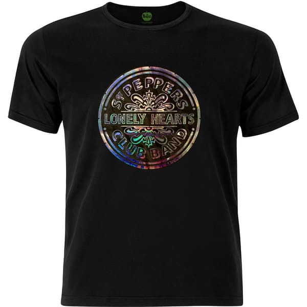 The Beatles Unisex Fashion Tee: Sgt Pepper Drum with Foiled Application (Medium)