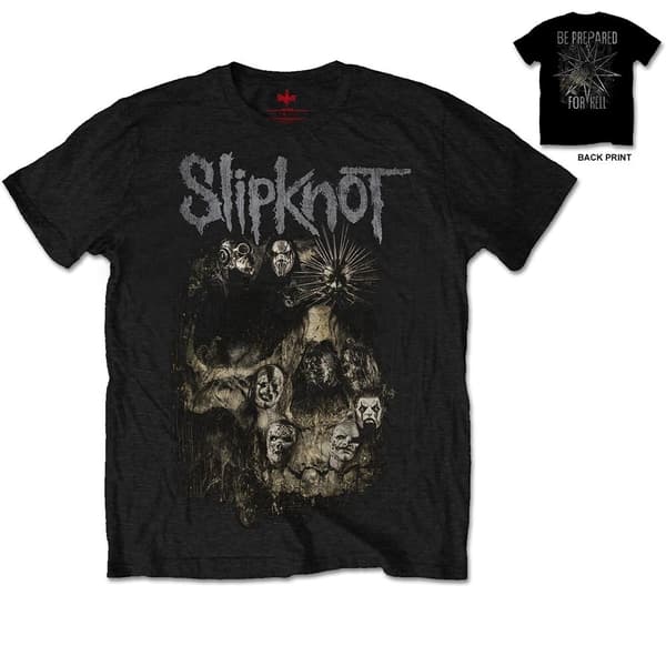 Slipknot Unisex T-Shirt: Skull Group (Back Print) (Medium)