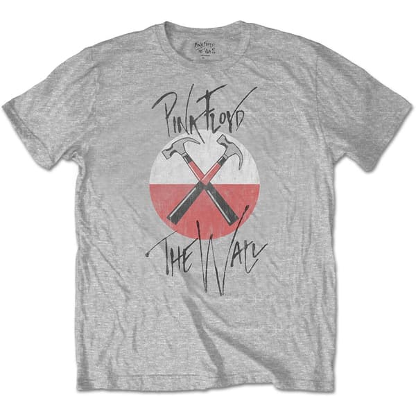 Pink Floyd Unisex T-Shirt: The Wall Faded Hammers Logo (Large)