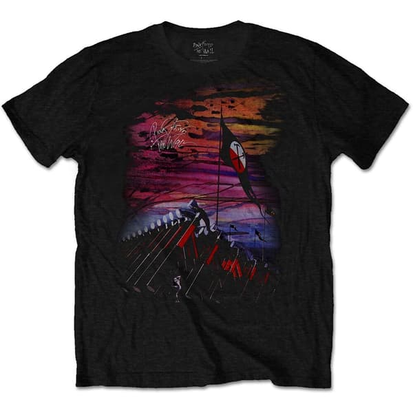 Pink Floyd Unisex T-Shirt: The Wall Flag & Hammers (Small)
