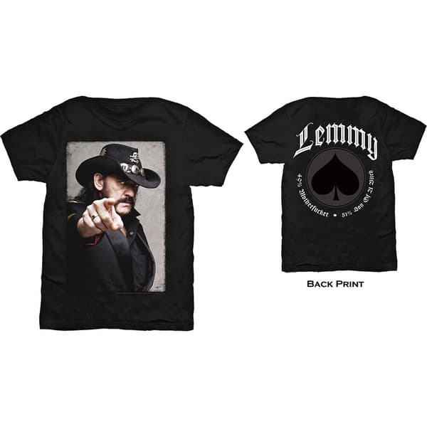Lemmy Unisex T-Shirt: Pointing Photo (Back Print) (XX-Large)