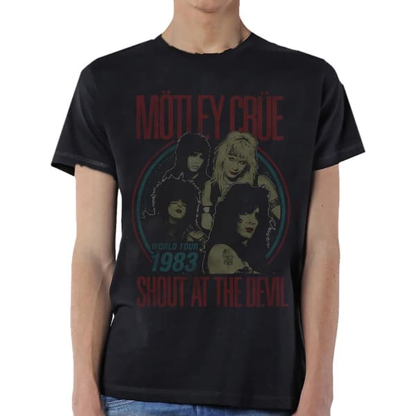 Motley Crue Unisex T-Shirt: Vintage World Tour Devil (Small)