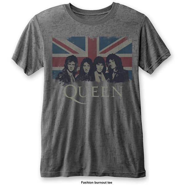 Queen Unisex Burn Out T-Shirt: Vintage Union Jack (Medium)