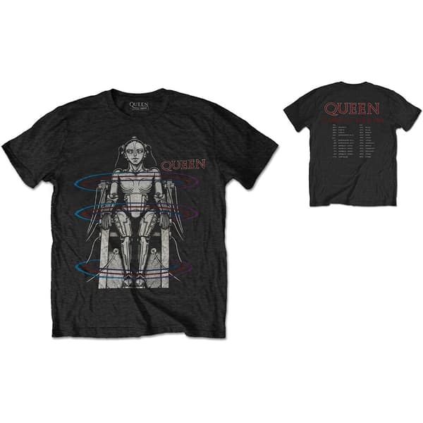 Queen Unisex T-Shirt: European Tour 1984 (Back Print) (Large)