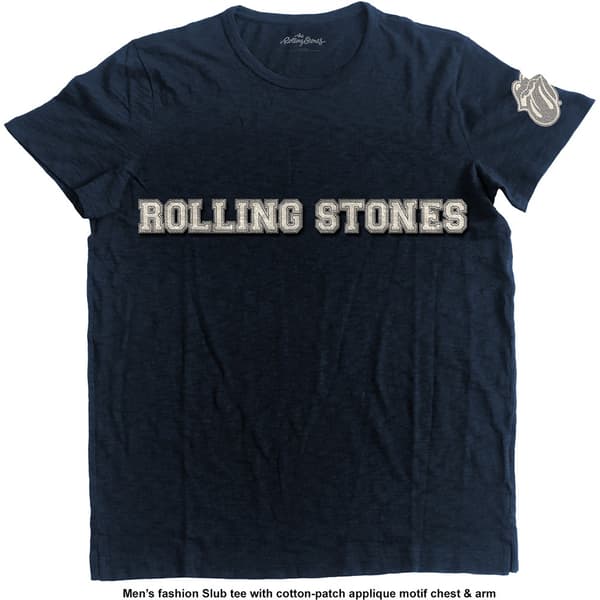 The Rolling Stones Unisex Applique T-Shirt: Logo & Tongue (Large)