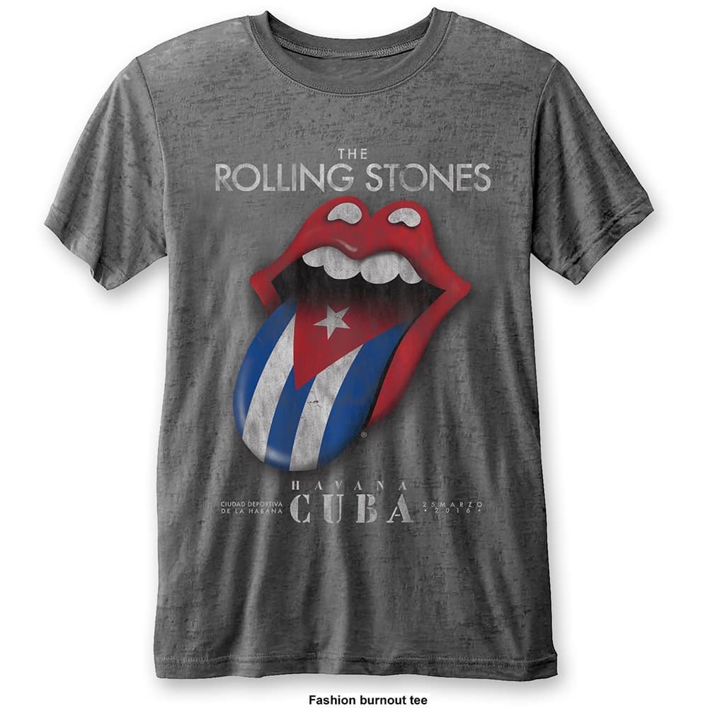 The Rolling Stones Unisex Burn Out T-Shirt: Havana Cuba (Small)