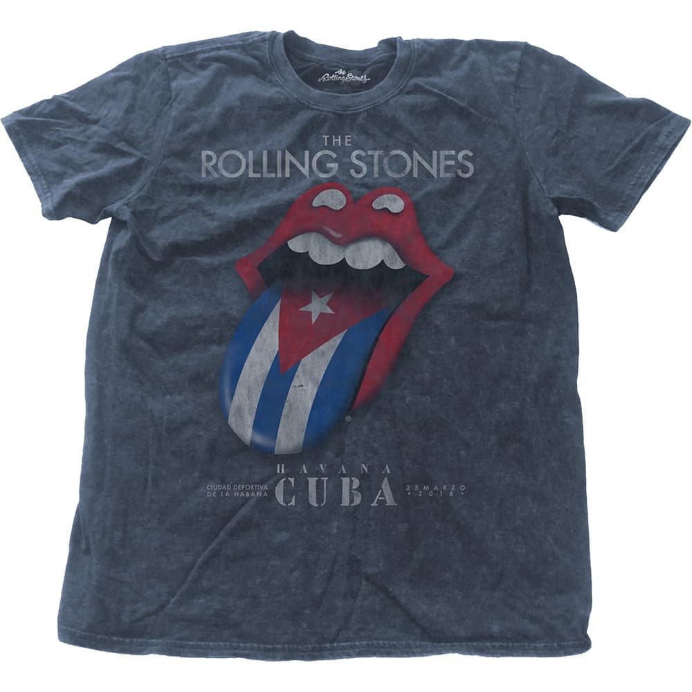 The Rolling Stones Unisex Fashion Tee: Havana Cuba with Snow Wash Finishing (X-Large)