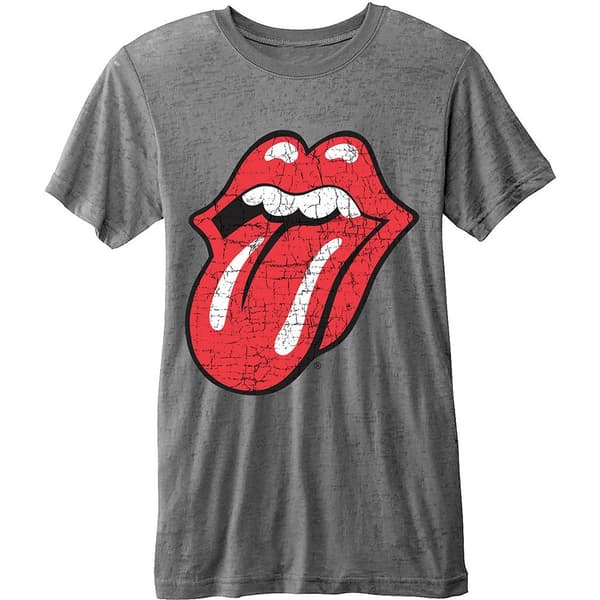 The Rolling Stones Unisex Fashion Tee: Classic Tongue (Burn Out) (Small)