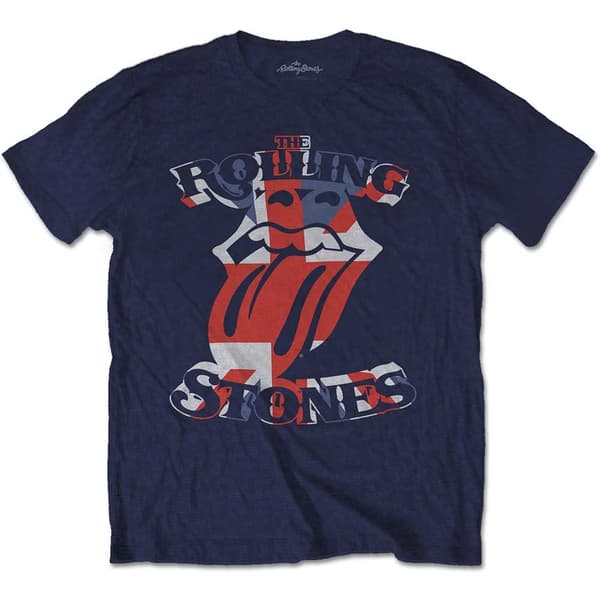 The Rolling Stones Unisex T-Shirt: British Flag Tongue (Large)