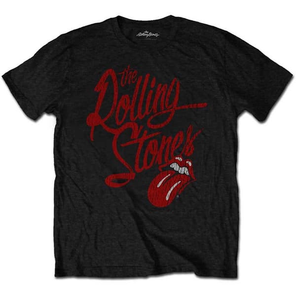 The Rolling Stones Unisex T-Shirt: Script Logo (Soft Hand Inks) (Medium)