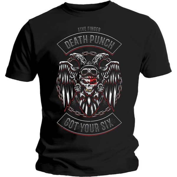 Five Finger Death Punch Unisex T-Shirt: Biker Badge (Large)