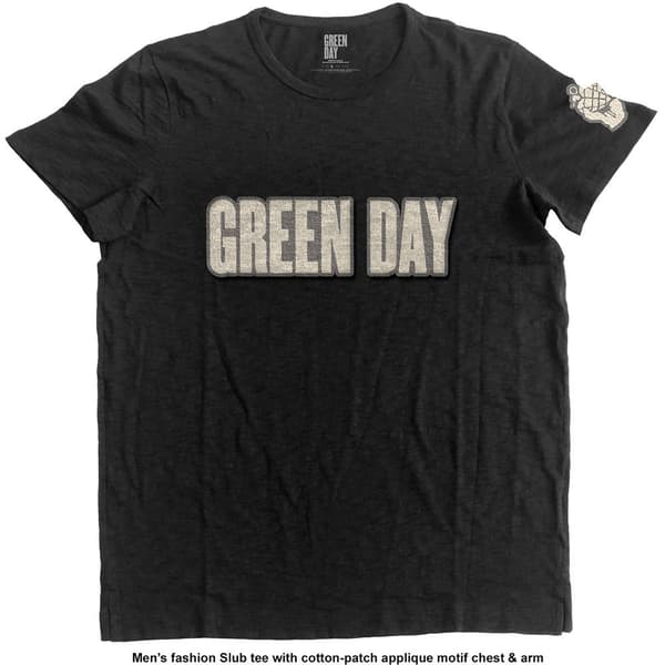 Green Day Unisex Applique T-Shirt: Logo & Grenade (XX-Large)