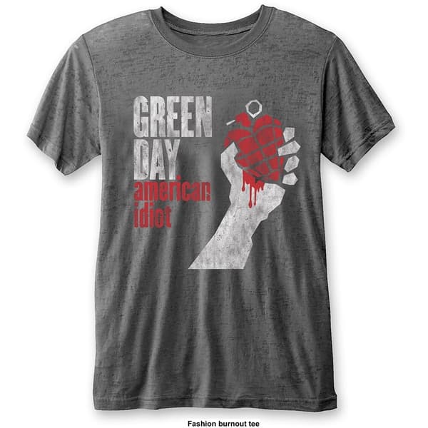 Green Day Unisex Burn Out T-Shirt: American Idiot Vintage (X-Large)
