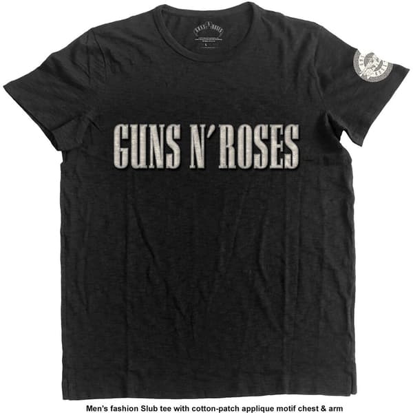 Guns N' Roses Unisex Applique T-Shirt: Logo & Bullet Circle (XX-Large)