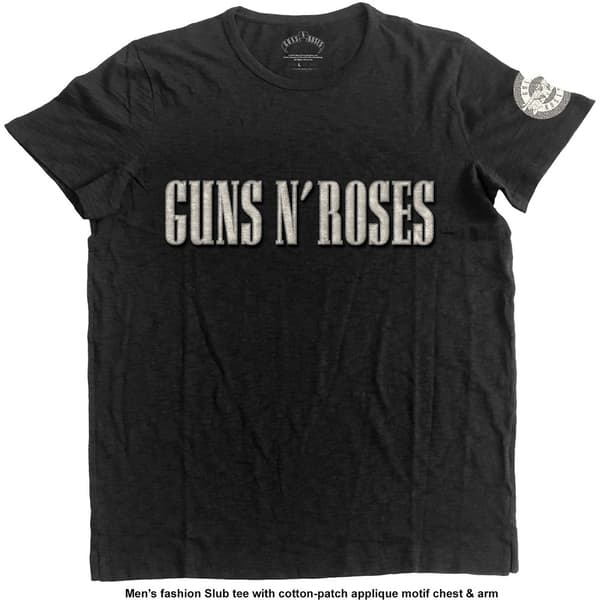 Guns N' Roses Unisex Applique T-Shirt: Logo & Bullet Circle (XX-Large)