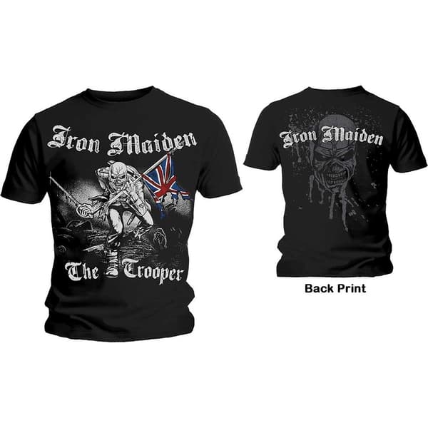 Iron Maiden Unisex T-Shirt: Sketched Trooper (Back Print) (Large)