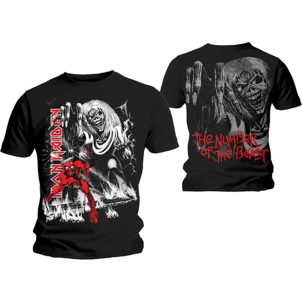 Iron Maiden Unisex T-Shirt: Number of the Beast Jumbo (Back Print) (Large)