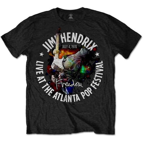 Jimi Hendrix Unisex T-Shirt: Atlanta Pop Festival 1970 (Small)
