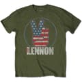 Miniatyrbilde 1 av 2: John Lennon Unisex T-Shirt: Peace Fingers US Flag (Large)