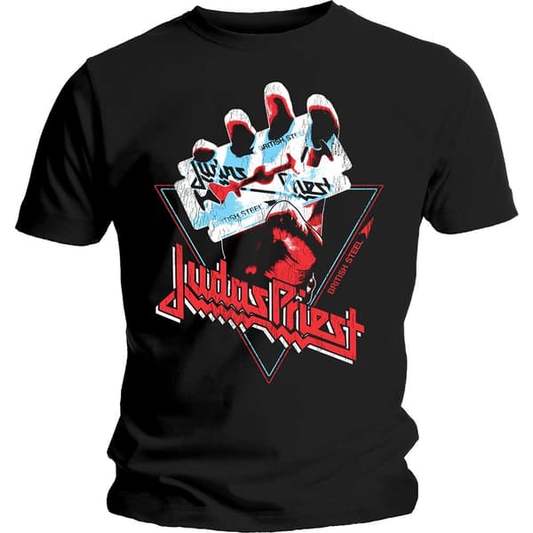 Judas Priest Unisex T-Shirt: British Steel Hand Triangle (Large)