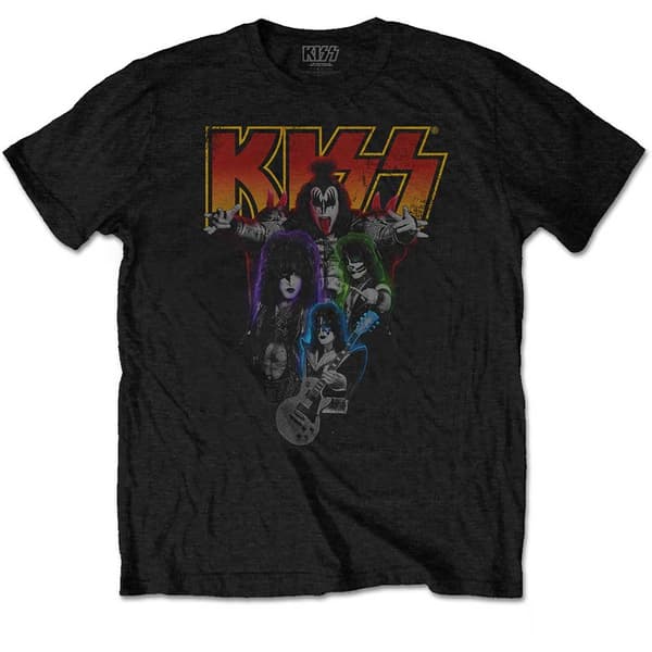 KISS Unisex T-Shirt: Neon Band (Medium)