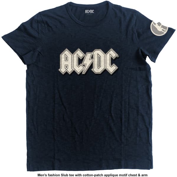 AC/DC Unisex Applique T-Shirt: Logo & Angus (X-Large)