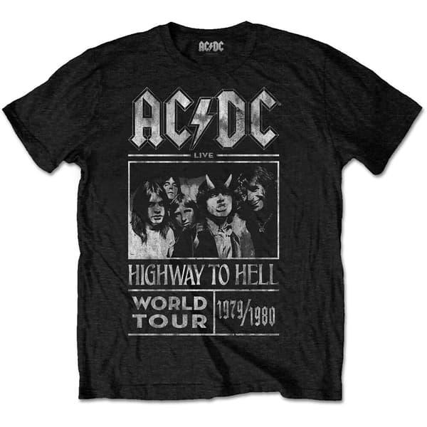 AC/DC Unisex T-Shirt: Highway to Hell World Tour 1979/1980 (Large)