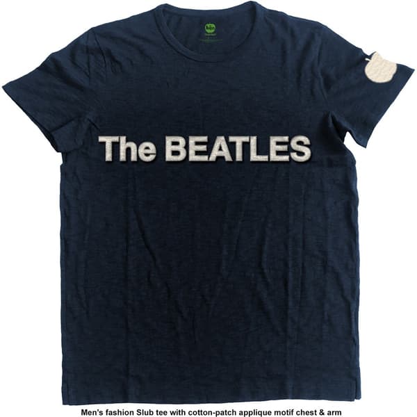 The Beatles Unisex Applique T-Shirt: Logo & Apple (Large)