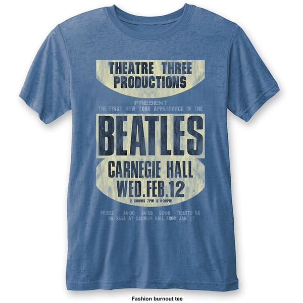 The Beatles Unisex Burn Out T-Shirt: Carnegie Hall (Small)