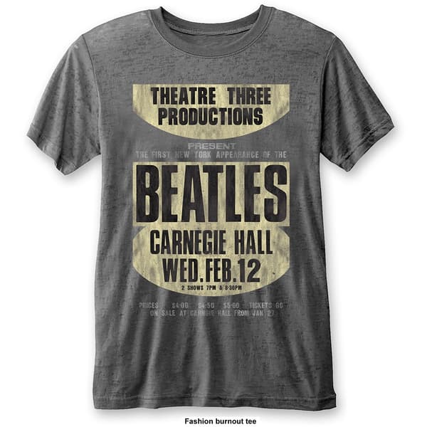 The Beatles Unisex Burn Out T-Shirt: Carnegie Hall (X-Large)