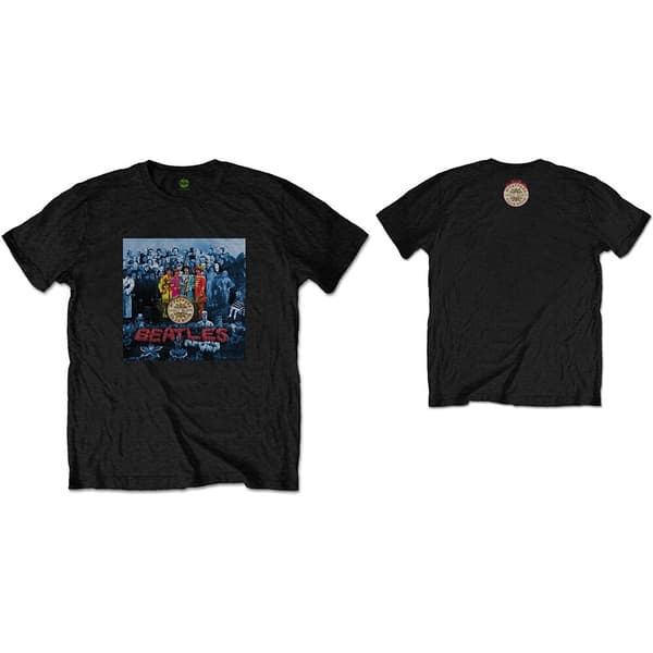 The Beatles Unisex T-Shirt: Sgt Pepper Blue (Back Print) (Medium)