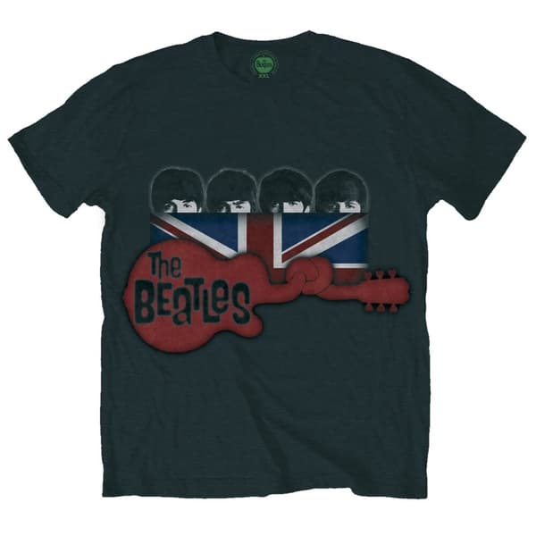 The Beatles Unisex T-Shirt: Guitar & Flag (Small)
