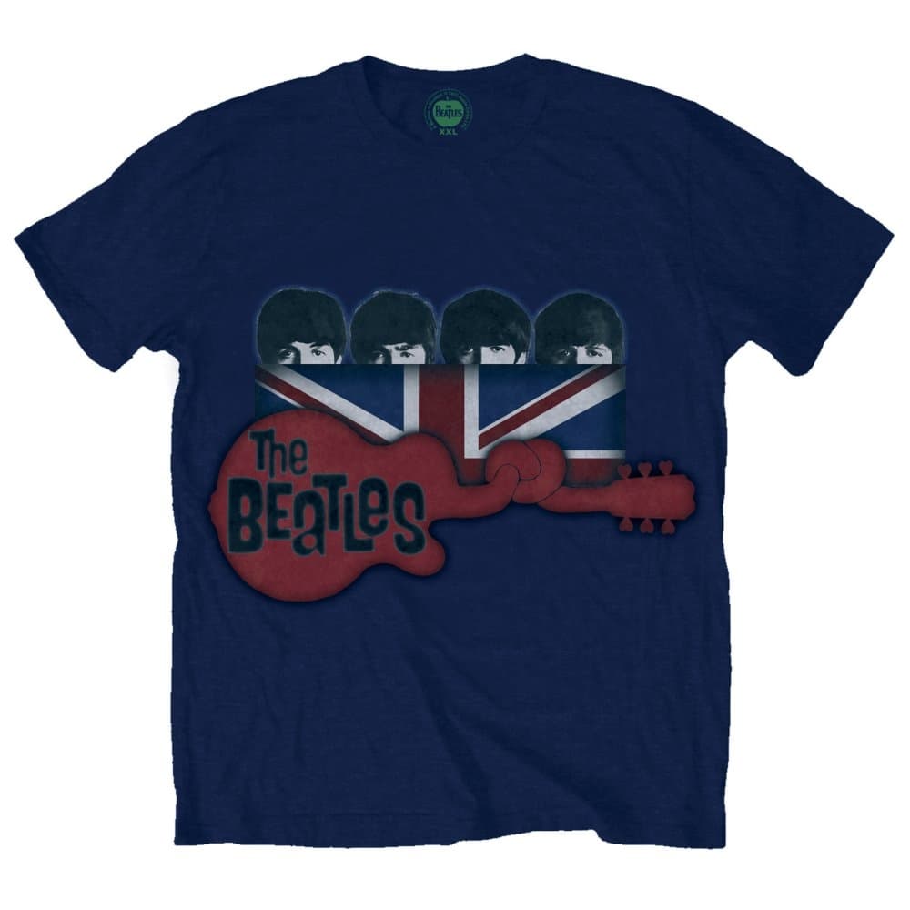 The Beatles Unisex T-Shirt: Guitar & Flag (Small)