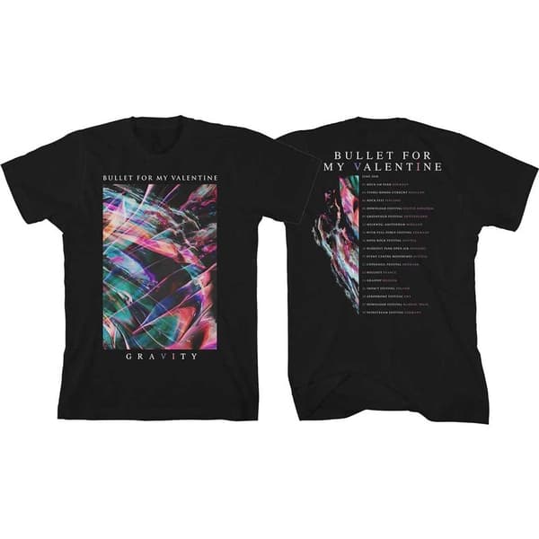 Bullet For My Valentine Unisex T-Shirt: Gravity Euro Tour 2018 (Back Print/Ex Tour) (X-Large)