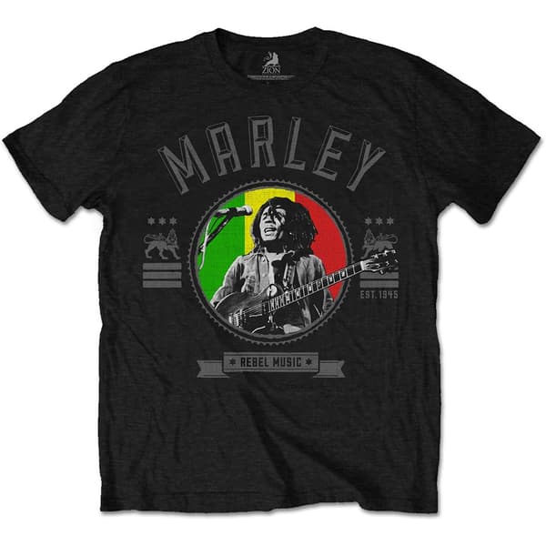 Bob Marley Unisex T-Shirt: Rebel Music Seal (X-Large)