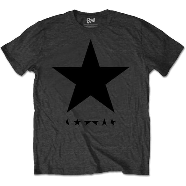 David Bowie Unisex T-Shirt: Blackstar (on Grey) (Medium)