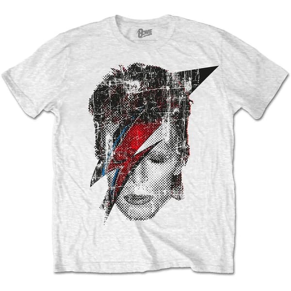David Bowie Unisex T-Shirt: Halftone Flash Face (XX-Large)