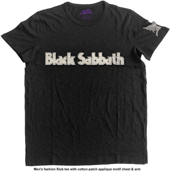 Black Sabbath Unisex Applique T-Shirt: Logo & Daemon (Small)