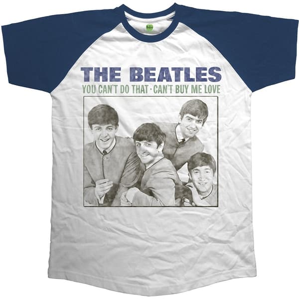The Beatles Unisex Raglan T-Shirt: You Can't Do That - Can't Buy Me Love (Medium)