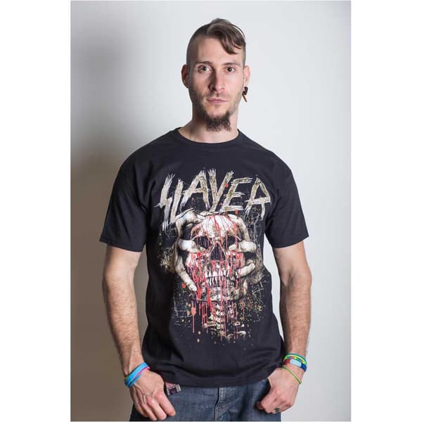 Slayer Unisex T-Shirt: Skull Clench (Medium)