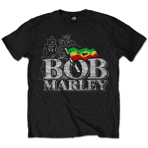 Bob Marley Unisex T-Shirt: Distressed Logo (Large)