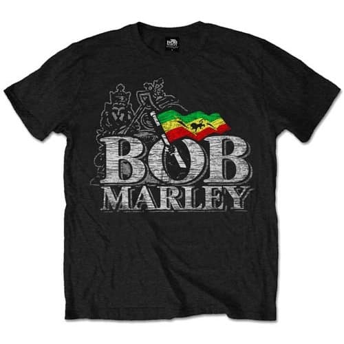 Bob Marley Unisex T-Shirt: Distressed Logo (Large)