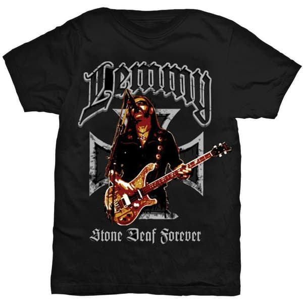 Lemmy Unisex T-Shirt: Iron Cross Stone Deaf Forever (Small)