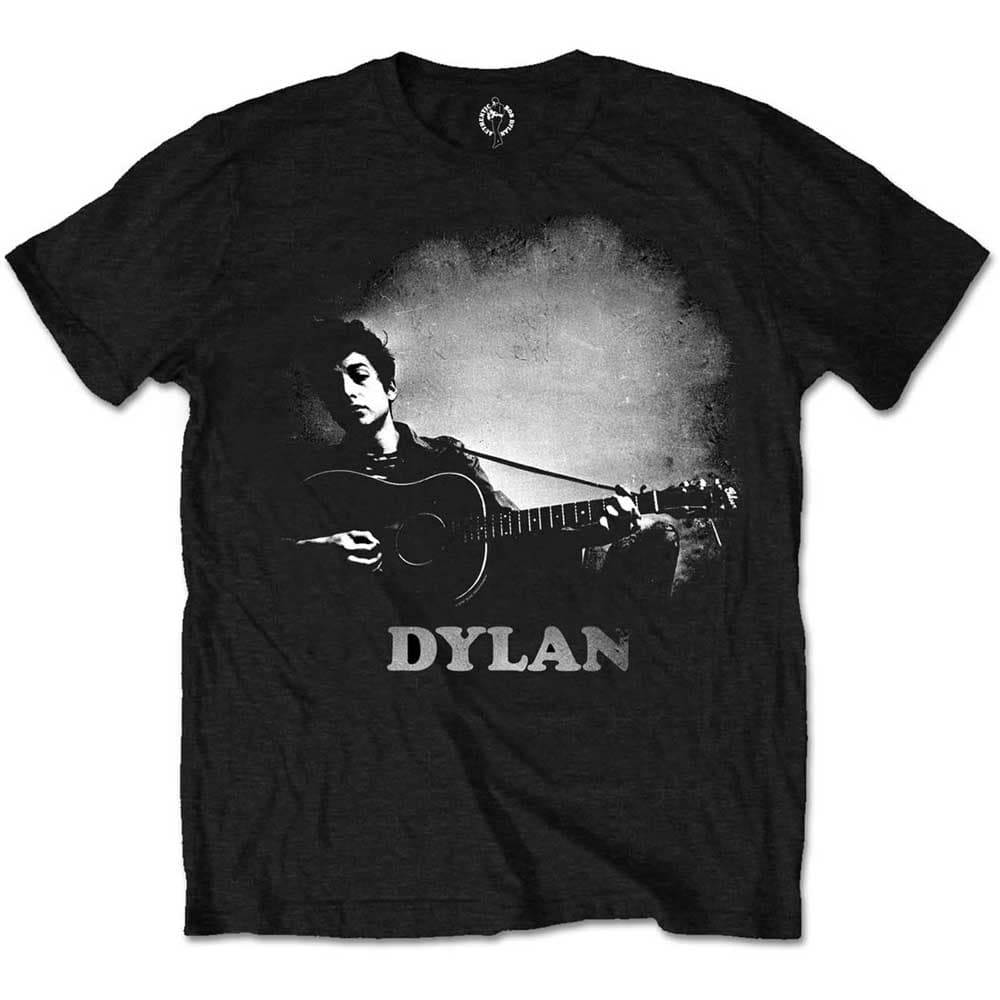 Bob Dylan Unisex T-Shirt: Guitar & Logo (Small)