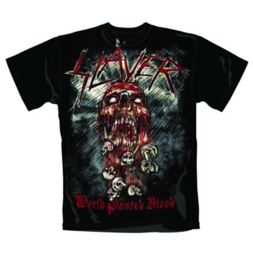 Slayer Unisex T-Shirt: World Painted Blood Skull (X-Large)