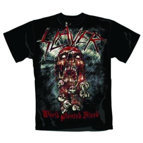 Slayer Unisex T-Shirt: World Painted Blood Skull (X-Large)