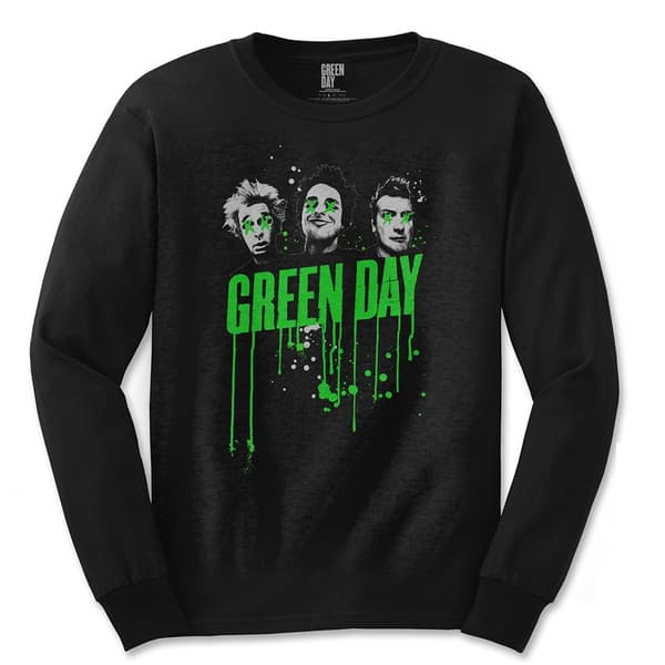 Green Day Unisex Long Sleeved T-Shirt: Drips (Large)