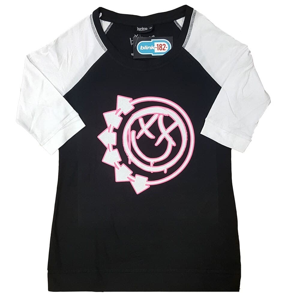 Blink-182 Ladies Raglan T-Shirt: Six Arrow Smiley (X-Small)